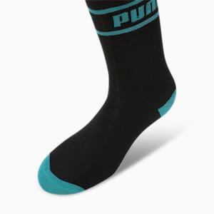 Unisex Crew Length Socks Pack of 3, Green Lagoon-Dark Night-PUMA Black, extralarge-IND