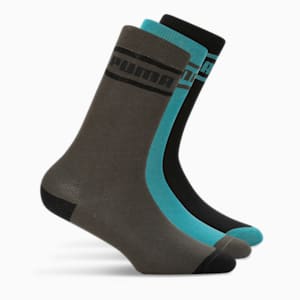 Crew Length Socks Pack of 3, Green Lagoon-Dark Night-PUMA Black, extralarge-IND