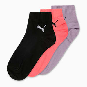Quarter Socks Pack of 3, PUMA Black-Georgia Peach-Lavender Alert, extralarge-IND