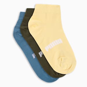 Quarter Socks Pack of 3, Deep Dive-PUMA Olive-Pale Lemon, extralarge-IND