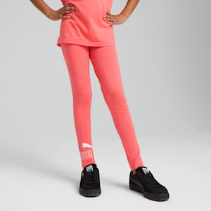 Essentials No.1 Logo Big Kids' Leggings, Peach Frost, extralarge
