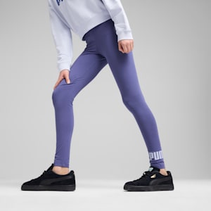 Essentials No.1 Logo Big Kids' Leggings, Blue Crystal, extralarge