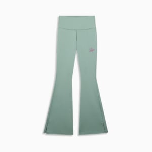 ESS Script Women's Flarred Leggings, Green Moon, extralarge