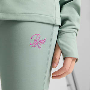 ESS Script Women's Flarred Leggings, Green Moon, extralarge