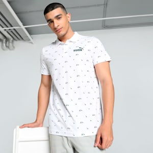 Men's Printed Slim Fit Polo, PUMA White, extralarge-IND