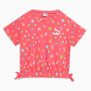 Classics Bubble Bloom Girl's Relaxed Fit Tee, Salmon, extralarge-IND