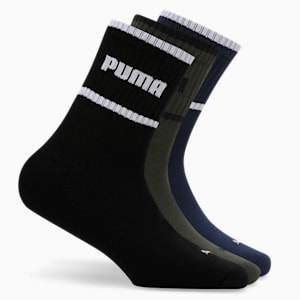Ankle-Length Socks Pack of 3, PUMA Olive-PUMA Navy-PUMA Black, extralarge-IND