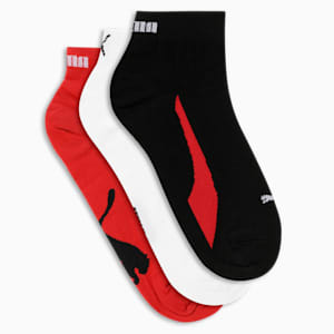 Lifestyle Quarter Socks Pack of 3, PUMA Black-PUMA White-PUMA Red, extralarge-IND