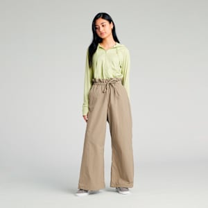 ウィメンズ サマー ウーブン ワイド パンツ, Velvet Moss, extralarge-JPN