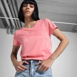 Train All Day TECH Women's Seamless Training T-shirt, Peach Frost, extralarge-IND