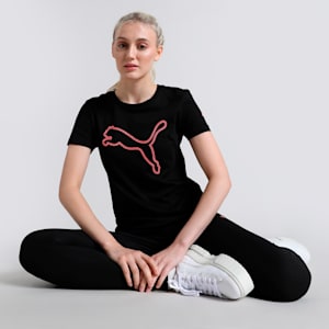 Women's Logo Tee, PUMA Black, extralarge-IND