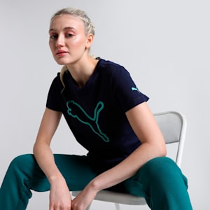 Women's Logo Tee, PUMA Navy, extralarge-IND