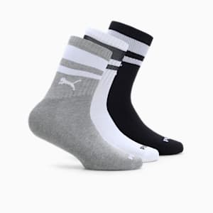 Heritage Striped Short Crew Socks Pack of 3, PUMA White-Medium Gray Heather-PUMA Black, extralarge-IND