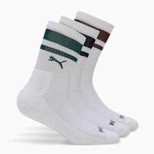 Heritage Striped Unisex Short Crew Socks Pack of 3, PUMA White, extralarge-IND