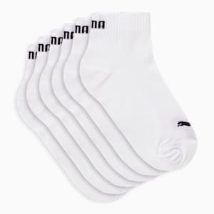 Unisex Quarter Plain Socks Pack of 6, PUMA White, extralarge-IND