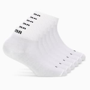 Unisex Quarter Plain Socks Pack of 6, PUMA White, extralarge-IND