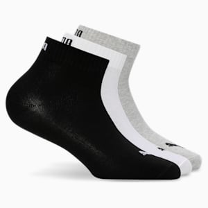 Plain Quarter Socks Pack of 3, PUMA Black-PUMA White-Medium Gray Heather, extralarge-IND