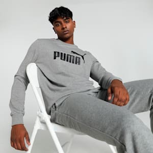 Big Logo Men's Crew-Neck Sweatshirt, Medium Gray Heather, extralarge-IND