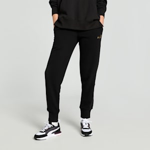Women's Metallic Pants, Puma Black, extralarge-IND