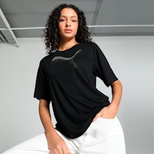 EVOSTRIPE Women's Relaxed Fit Tee, PUMA Black, extralarge-IND