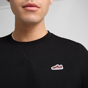 WARDROBE ESSENTIALS Suede Logo Men's Tee, PUMA Black, extralarge