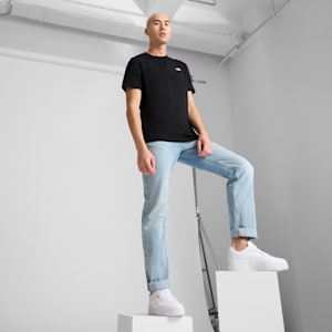 WARDROBE ESSENTIALS Suede Logo Men's Tee, PUMA Black, extralarge