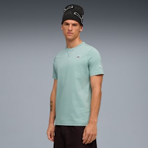 WARDROBE ESSENTIALS Suede Logo Men's Tee, Light Moss, extralarge