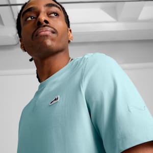 WARDROBE ESSENTIALS Suede Logo Men's Tee, Modern Mint, extralarge