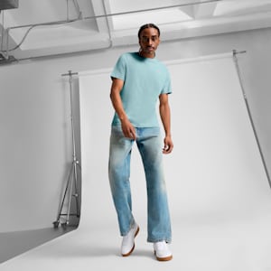 WARDROBE ESSENTIALS Suede Logo Men's Tee, Modern Mint, extralarge