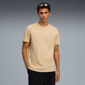 WARDROBE ESSENTIALS Suede Logo Men's Tee, Pebble Path, extralarge