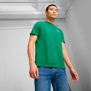 WARDROBE ESSENTIALS Suede Logo Men's Tee, Archive Green, extralarge