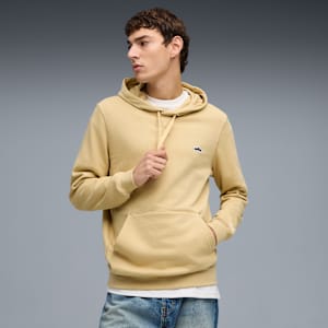 Wardrobe Essentials Suede Hoodie Men, Pebble Path, extralarge
