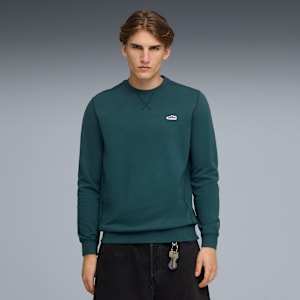 Wardrobe Essentials Suede Crew Men, Green Terrain, extralarge