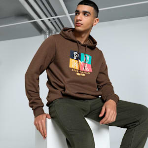 Men's Graphic Hoodie, Espresso Brown, extralarge-IND