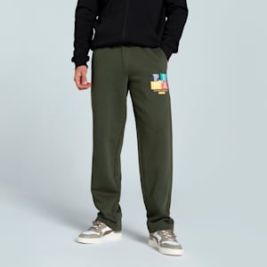 Men's Graphic Knitted Pants, Dark Olive, extralarge-IND