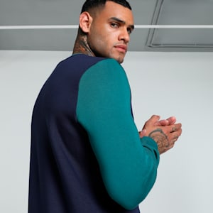Men's Colorblock Crew-Neck Sweatshirt, PUMA Navy, extralarge-IND