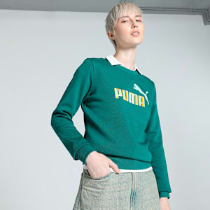 Women's Graphics Crew-Neck Sweatshirt, Cold Green, extralarge-IND