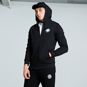 Men's Graphic Full Zip Slim Fit Hooded Jacket, PUMA Black, extralarge-IND