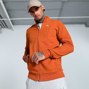 Men's Slim Fit Zippered Sweat Jacket, Warm Chestnut, extralarge-IND