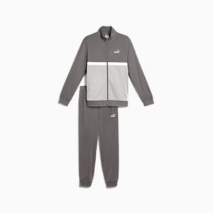 メンズ ポリ カラーブロック スーツ 上下セット, Cast Iron, extralarge-JPN