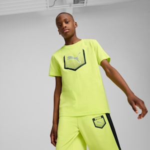 ボーイズ アクティブ スポーツ グラフィック 半袖 Tシャツ II B 120-160cm, Lemon Sherbert, extralarge-JPN