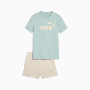 ガールズ ESS NO. 1 ロゴ 半袖 Tシャツ & ショーツ セット 120-160cm, Modern Mint, extralarge-JPN