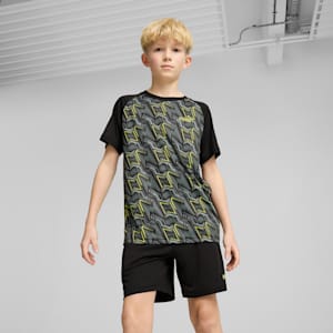 ボーイズ TAD ESS ポリ AOP Tシャツ & ショーツ 上下セット 120-160cm, PUMA Black, extralarge-JPN