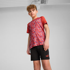 ボーイズ TAD ESS ポリ AOP Tシャツ & ショーツ 上下セット 120-160cm, Red Fire, extralarge-JPN