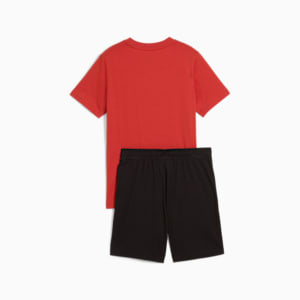 ボーイズ ESS 2 カラー NO. 1 ロゴ 半袖 Tシャツ アンド ショーツ セット 120-160cm, Red Fire, extralarge-JPN