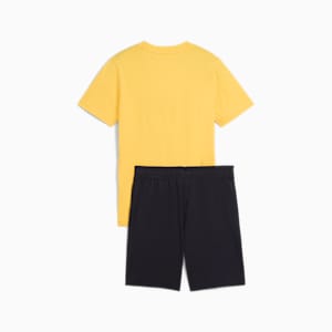 ボーイズ ESS 2 カラー NO. 1 ロゴ 半袖 Tシャツ アンド ショーツ セット 120-160cm, Sunny Yellow, extralarge-JPN