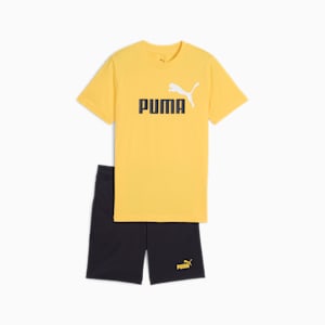 ボーイズ ESS 2 カラー NO. 1 ロゴ 半袖 Tシャツ アンド ショーツ セット 120-160cm, Sunny Yellow, extralarge-JPN