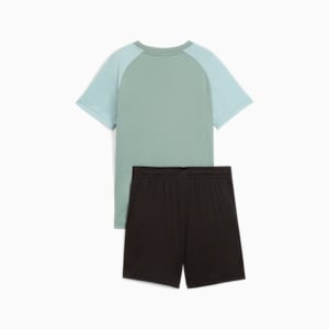 ボーイズ ESS NO. 1 ロゴ ポリ 半袖 Tシャツ & ショーツ 120-160cm, Green Moon, extralarge-JPN