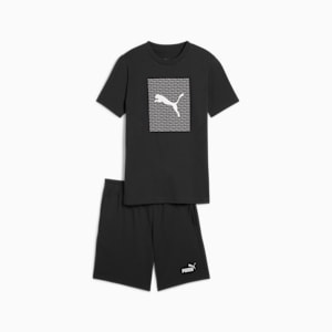 ボーイズ ESS ロゴ ラブ HOG 半袖 Tシャツ & ショーツ セット 120-160cm, PUMA Black, extralarge-JPN