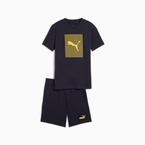 ボーイズ ESS ロゴ ラブ HOG 半袖 Tシャツ & ショーツ セット 120-160cm, New Navy, extralarge-JPN